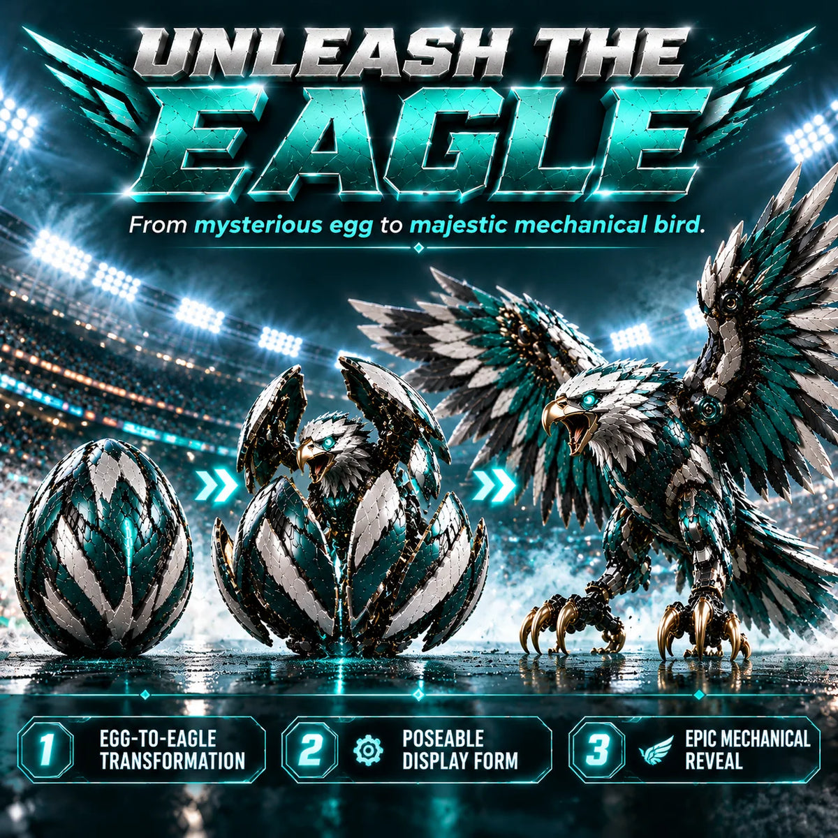 🦅⚡ EagleMorph – Egg to Eagle Transforming Mechanical Figure