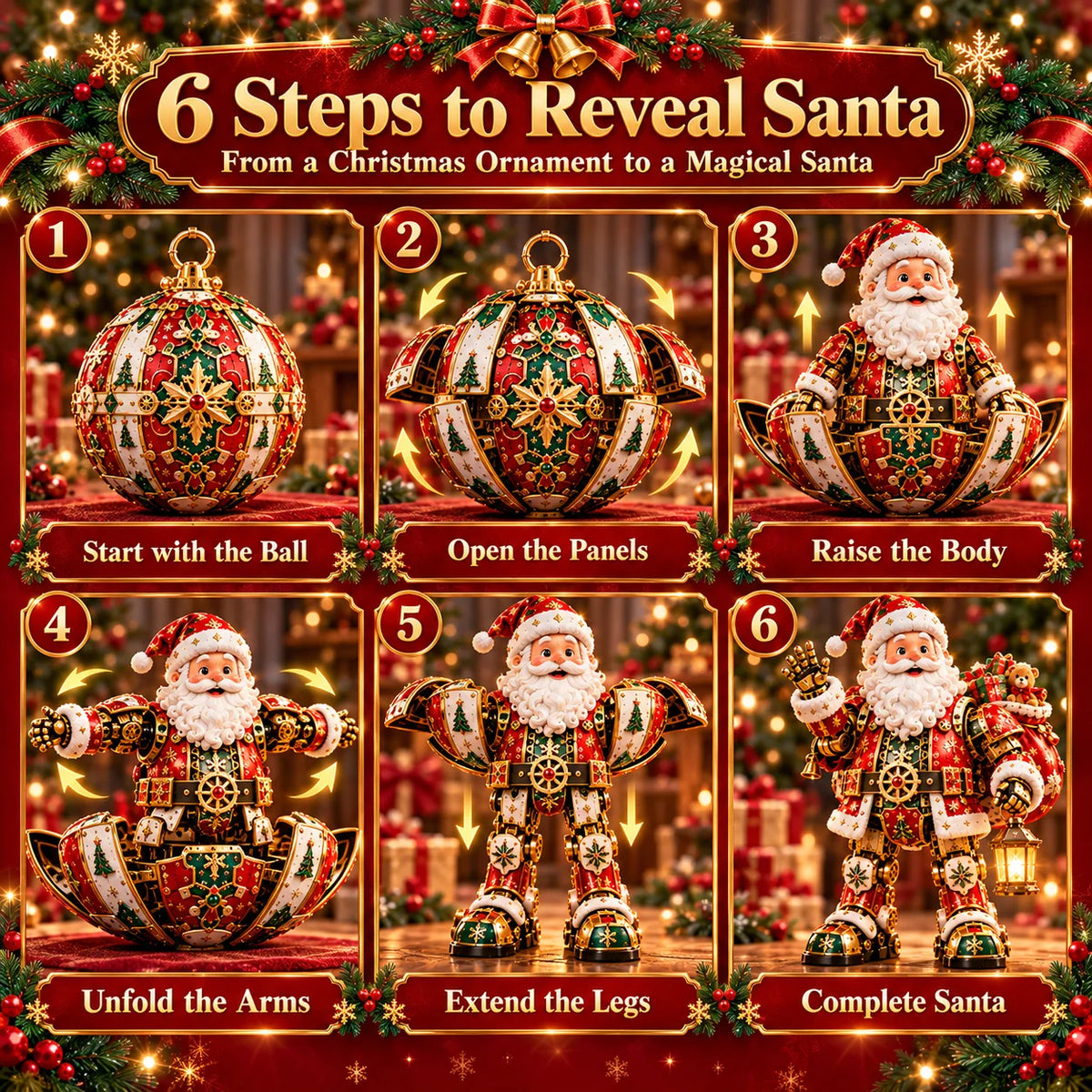 🎅 2-in-1 Transforming Santa Claus™ – From Christmas Ornament to Magical Santa!