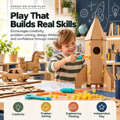 🛠️✨ Kids' DIY Cardboard Building Tool Kit – Creative Construction & Reusable Connectors