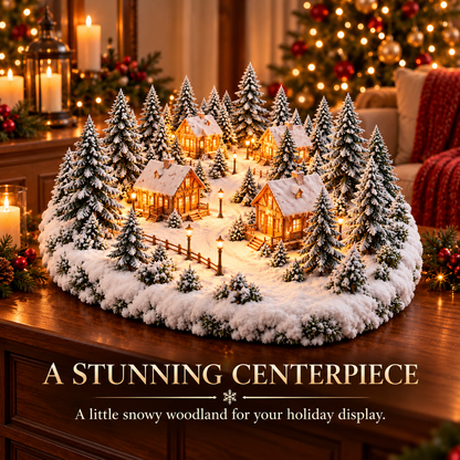 Snowy Hearth Village™ — Lighted Cabin & Evergreen Christmas Centerpiece