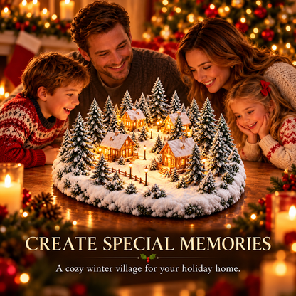 Snowy Hearth Village™ — Lighted Cabin & Evergreen Christmas Centerpiece