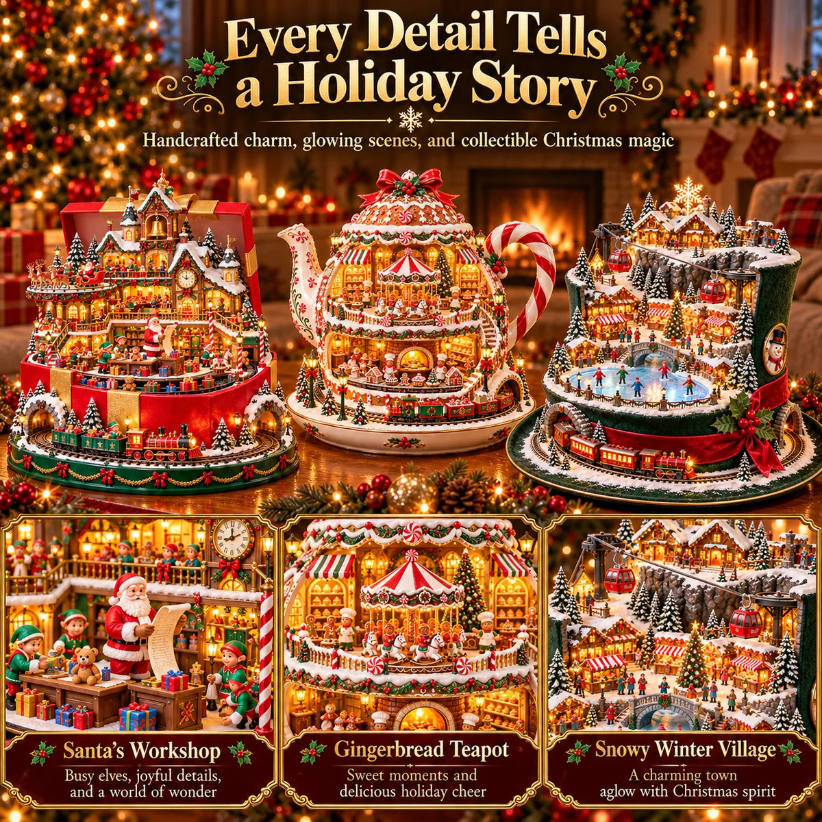 🔥 Last Day 50% OFF-🎁 Santa’s Gift Workshop Light-Up Village
