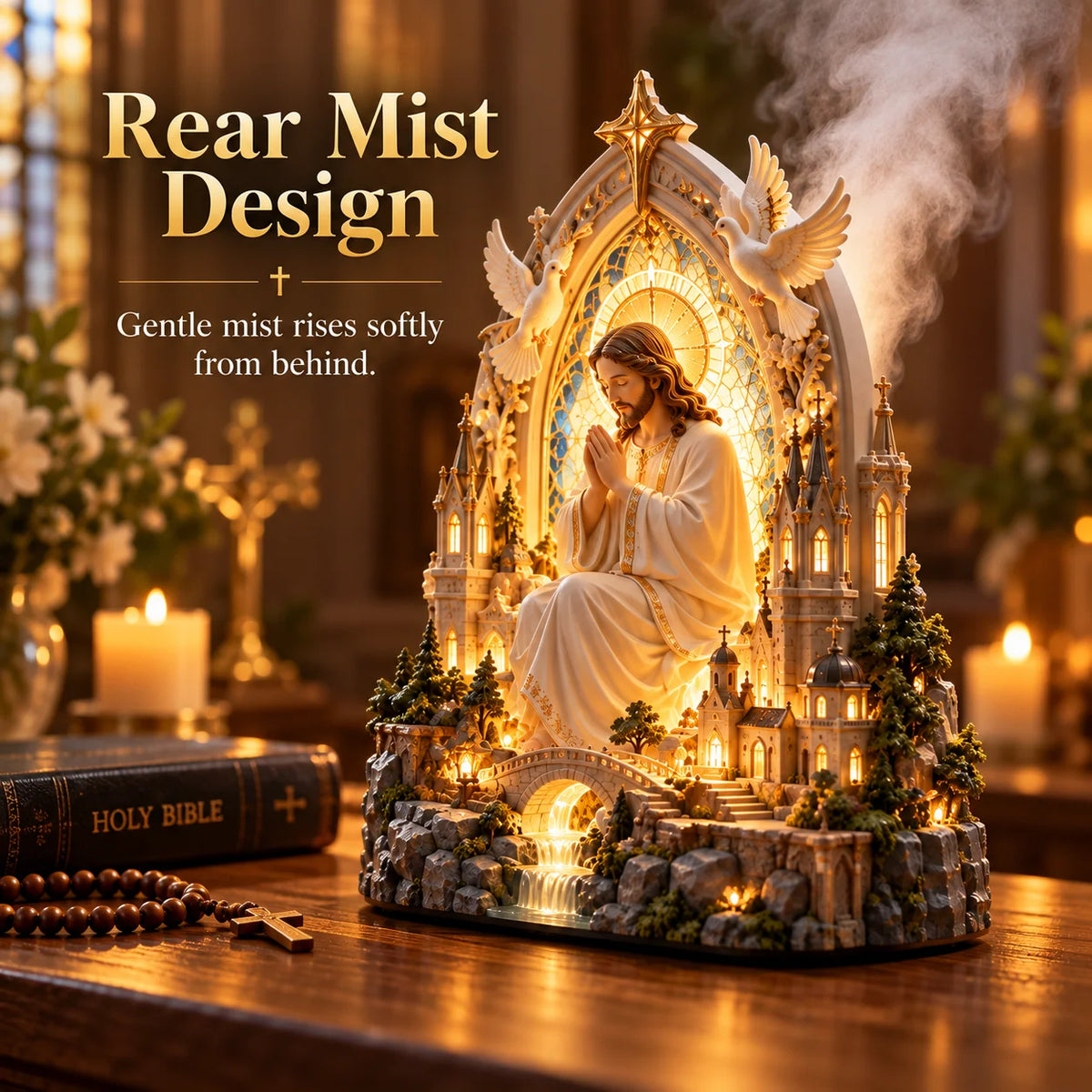 ✝️✨ Sacred Serenity™ – Lighted Jesus Prayer Aroma Diffuser with Gentle Mist | A Beautiful Gift of Faith & Peace ❤️