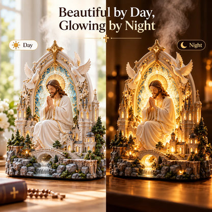 ✝️✨ Sacred Serenity™ – Lighted Jesus Prayer Aroma Diffuser with Gentle Mist | A Beautiful Gift of Faith & Peace ❤️