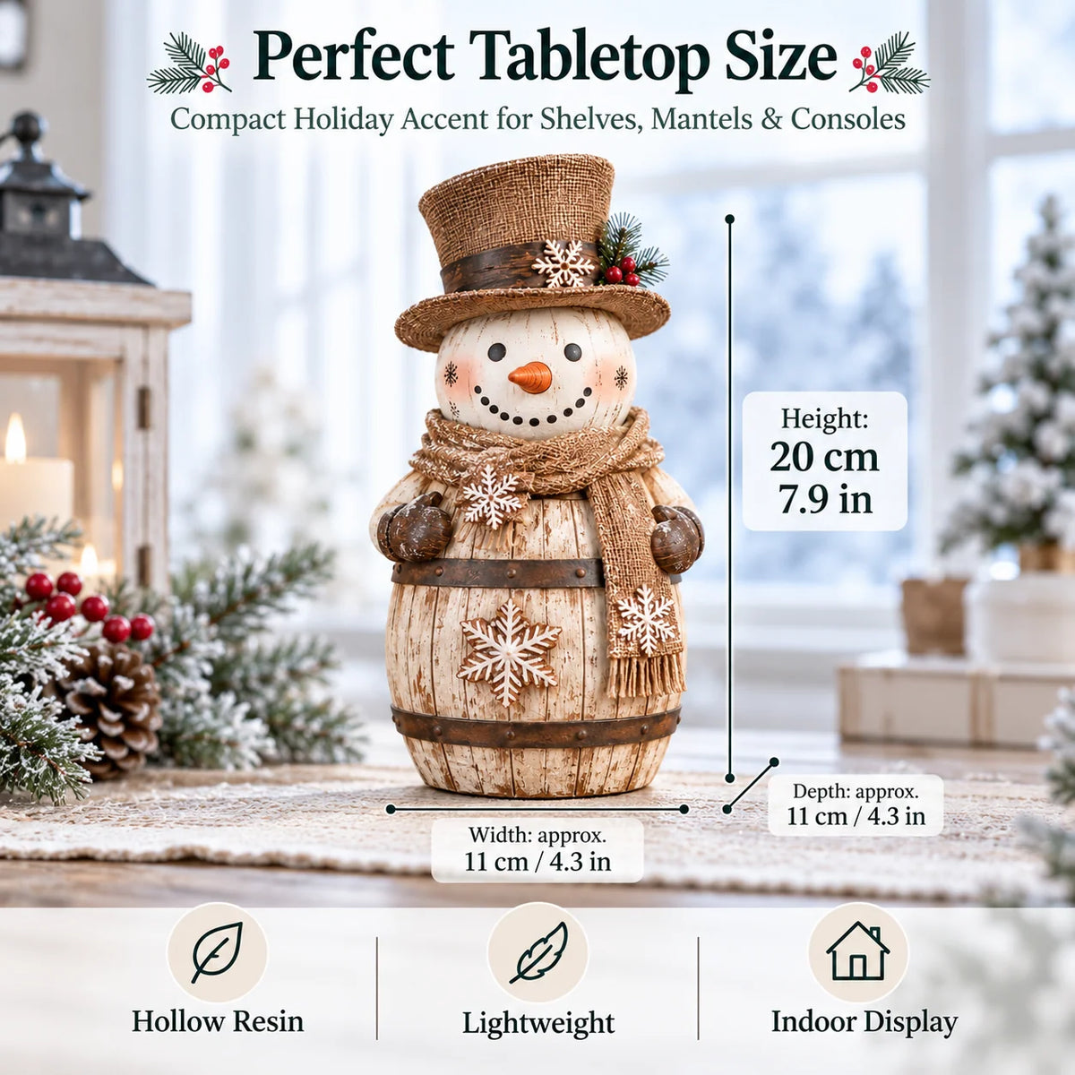☃️🎄 Frosted Barrel Snowman™ | Vintage Christmas Figurine
