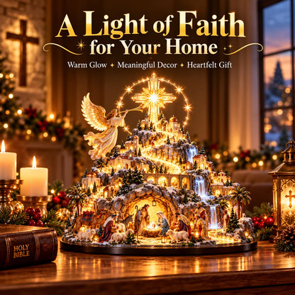 ✨ Where Bethlehem Glows | Illuminated Nativity Mountain Scene
