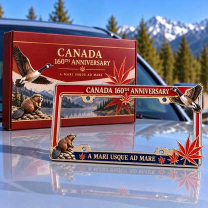 🍁🚗 Canada 160th Anniversary Commemorative Metal License Plate Frame
