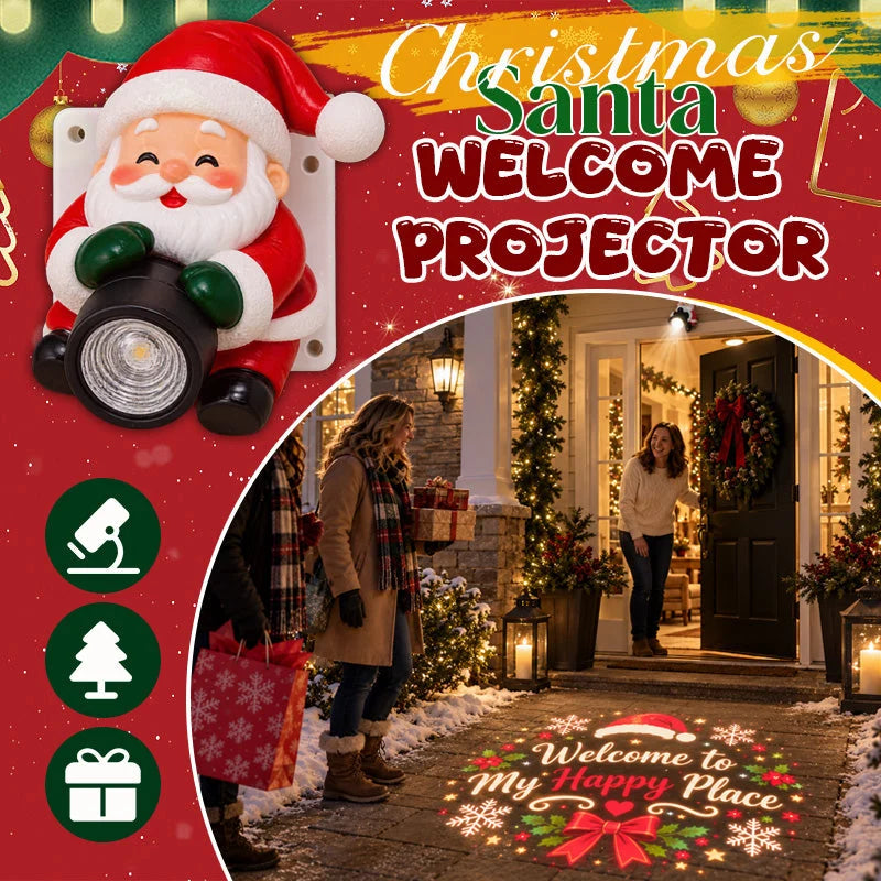🎅 Christmas Doorway Projector Light – Festive Santa Welcome Projection with Remote ✨