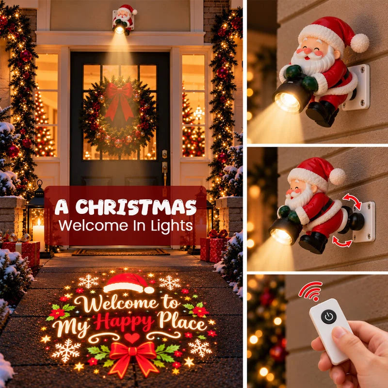 🎅 Christmas Doorway Projector Light – Festive Santa Welcome Projection with Remote ✨