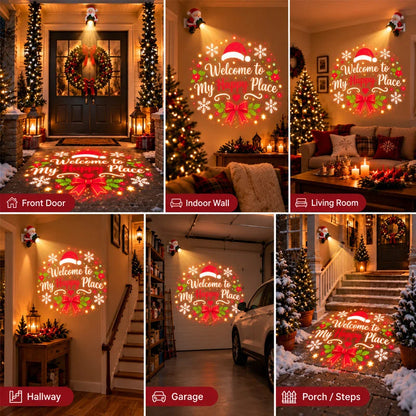 🎅 Christmas Doorway Projector Light – Festive Santa Welcome Projection with Remote ✨