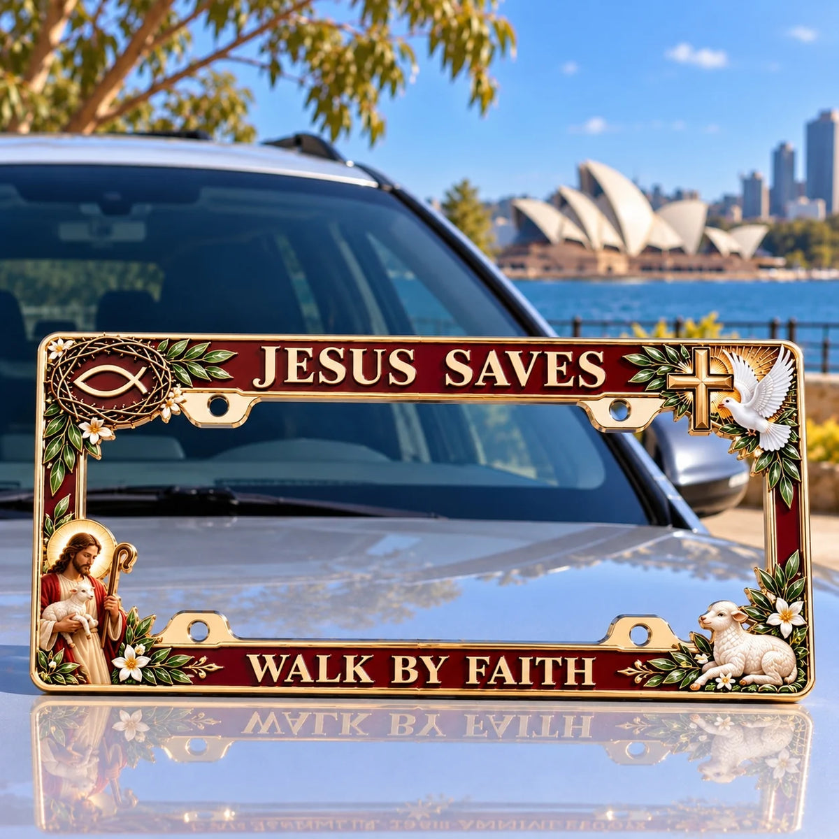 Jesus Saves Christian license plate frame