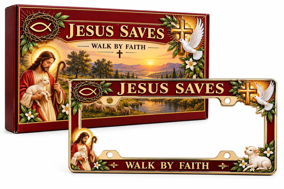 Jesus Saves Christian license plate frame gift