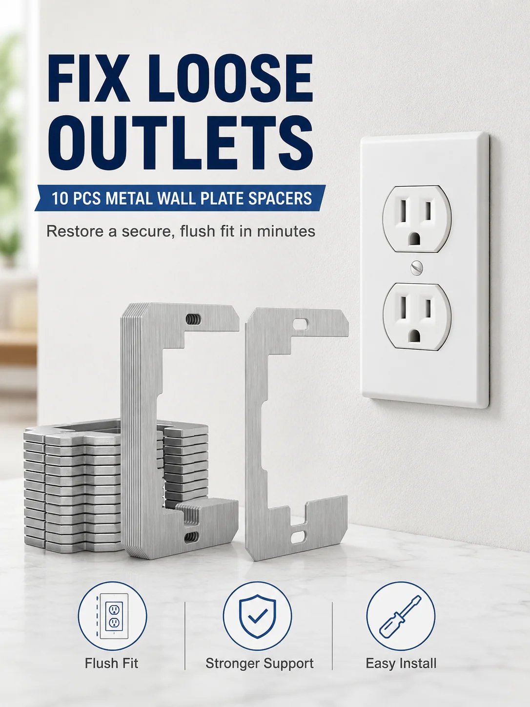 🛠 Outlet Repair Spacers – Easy Fix for Loose, Crooked & Recessed Outlets