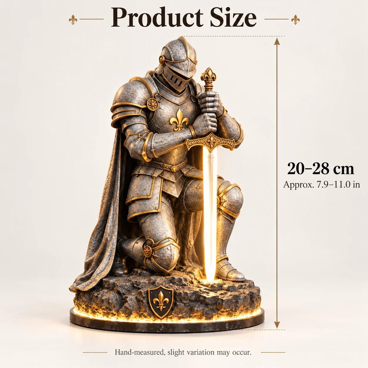 👑🛡️ The King's Last Guardian –⚔️ Illuminated Knight Sculpture