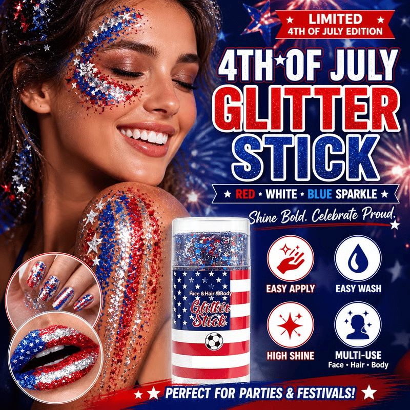 🔥Last Day 70% OFF🦅4th of July Glitter Stick✨🔔Red, White & Blue Body & Hair Sparkle