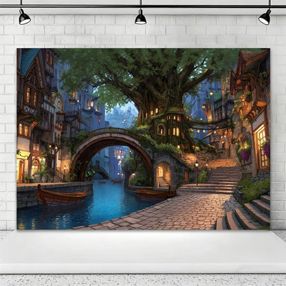 Ultra-Realistic Enchanted Forest Butterfly & Floral Backdrop Banner – Magical Outdoor Party Decoration