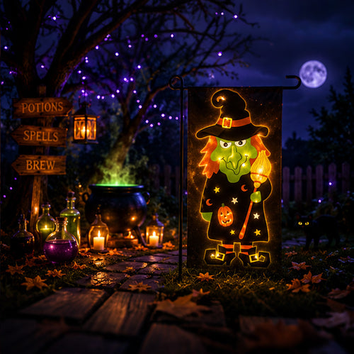 Light Up Your Yard This Halloween! Spooky Solar LED Garden Flags for Outdoor Decor