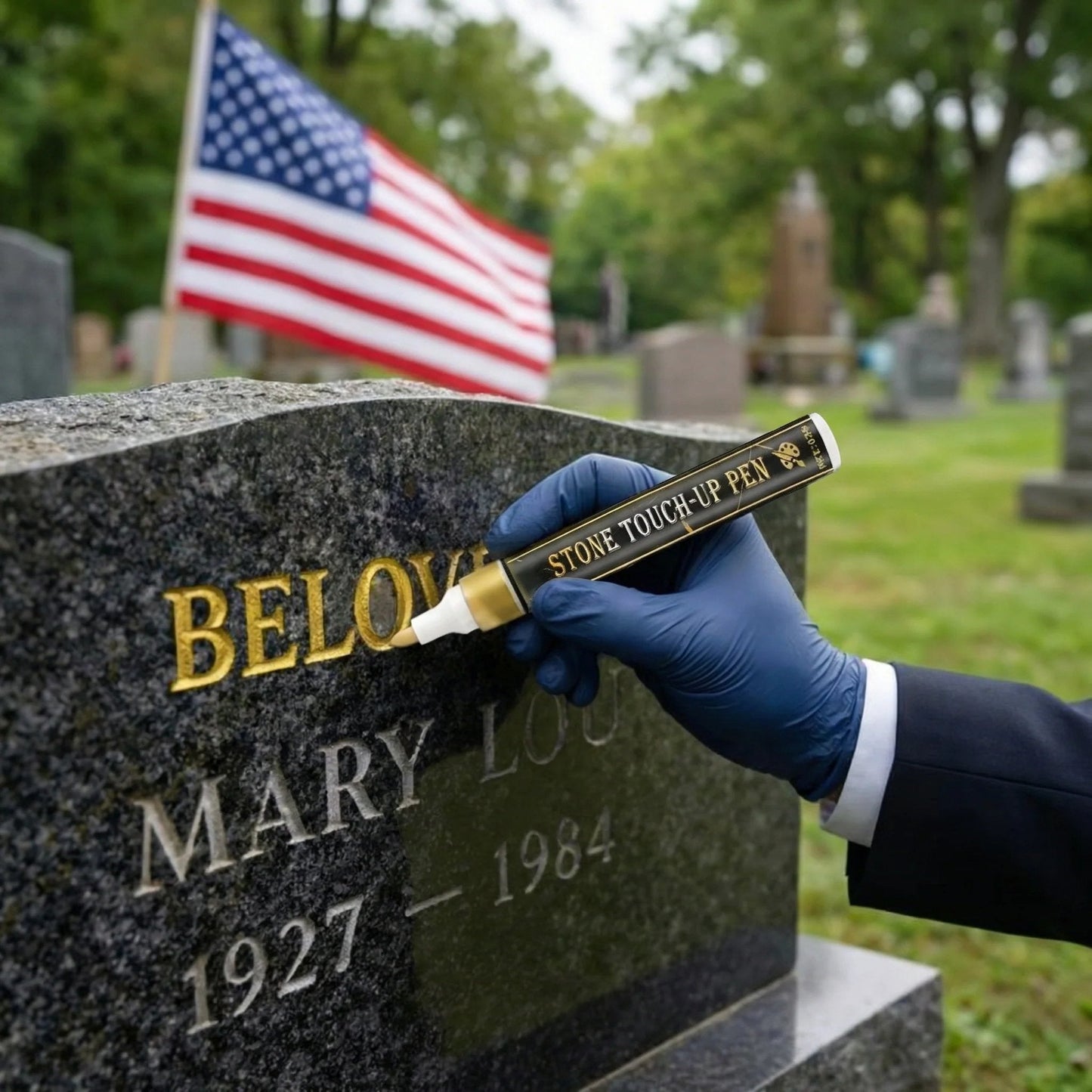 Tombstone Marker Pen – Restore Faded Grave Inscriptions | Gold, Black & Red | Weatherproof