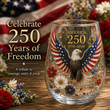 America 250th Anniversary Eagle Glass Tumbler