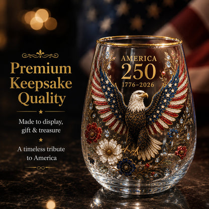 America 250th Anniversary Eagle Glass Tumbler