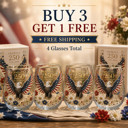 America 250th Anniversary Eagle Glass Tumbler