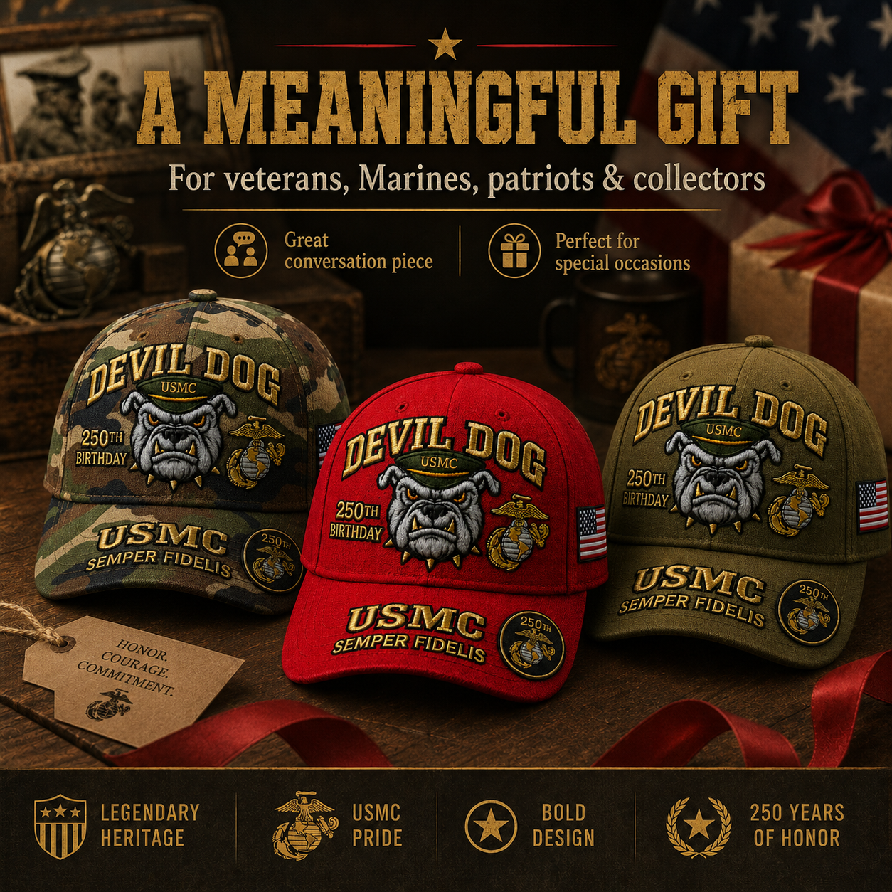 🔥60% Off Everything on the Last Day❤️ U.S. Military Mascot 250th Anniversary Embroidered Cap Collection 🇺🇸