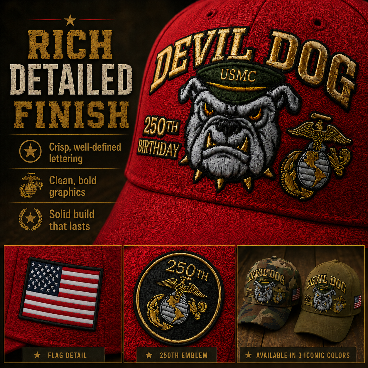 🔥60% Off Everything on the Last Day❤️ U.S. Military Mascot 250th Anniversary Embroidered Cap Collection 🇺🇸