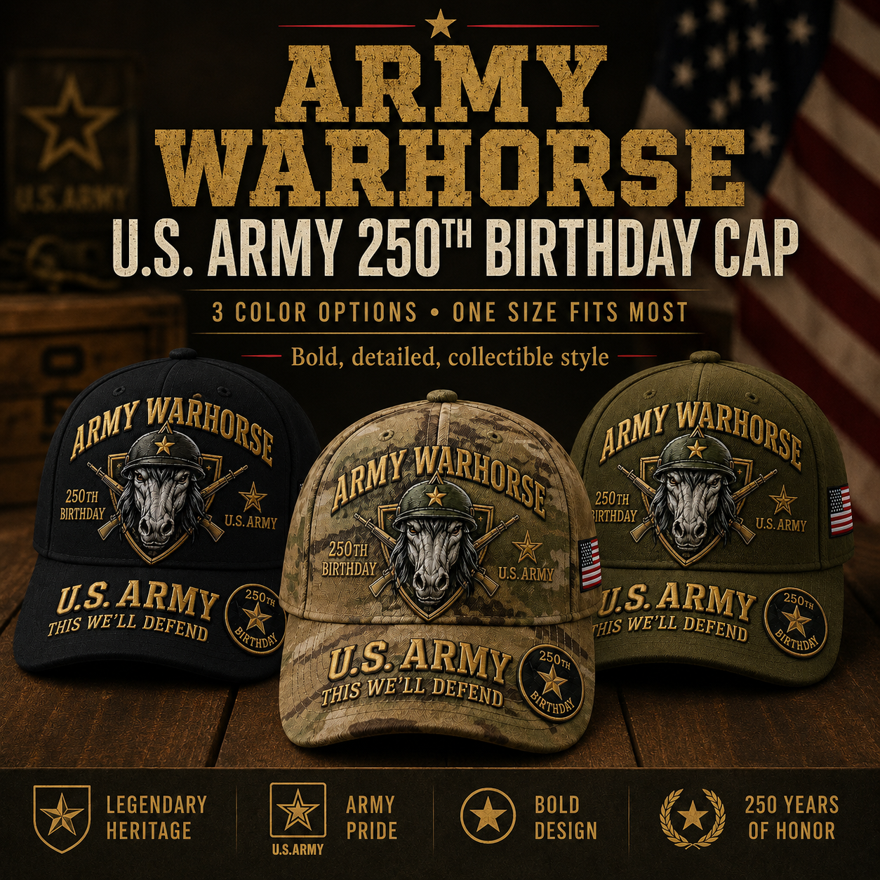 🔥60% Off Everything on the Last Day❤️ U.S. Military Mascot 250th Anniversary Embroidered Cap Collection 🇺🇸