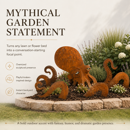🔥Last Day 50% OFF🔥- 🐙Rust Patina Giant Squid Garden Sculpture