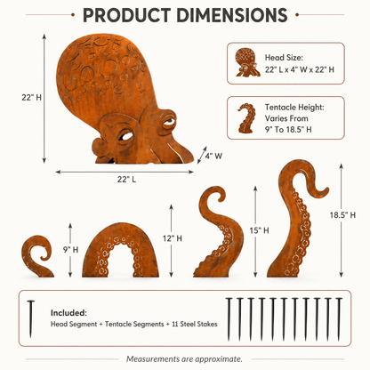 🔥Last Day 50% OFF🔥- 🐙Rust Patina Giant Squid Garden Sculpture