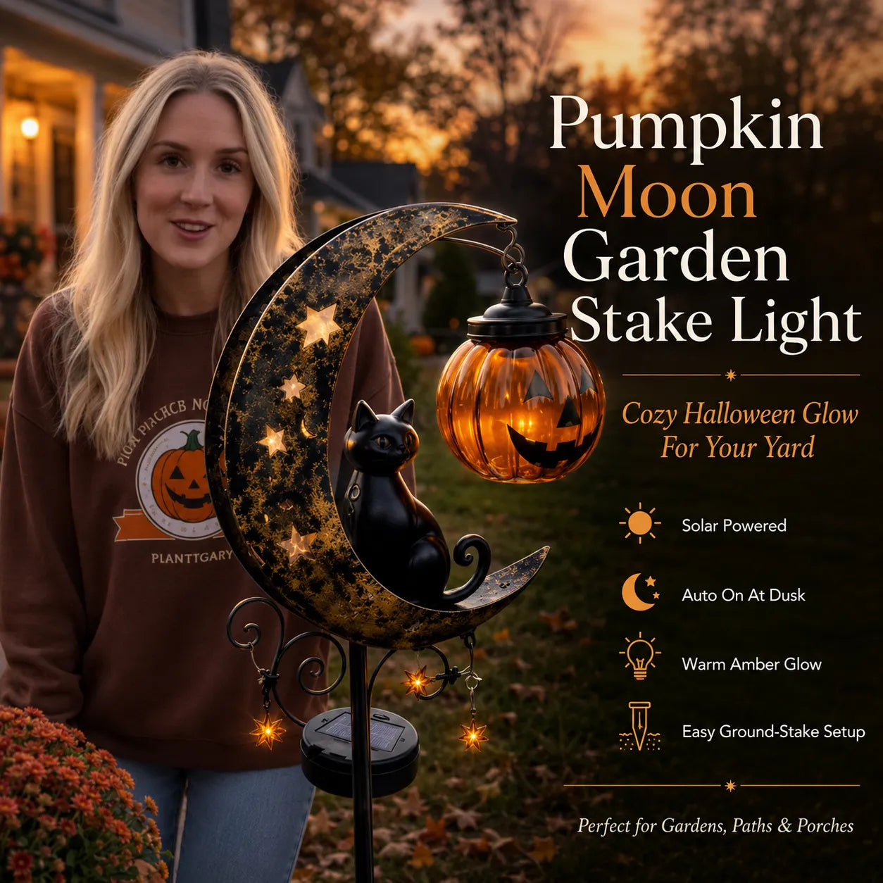 🎃 Halloween Early Bird Sale | 50% OFF Pumpkin Moon Garden Stake Light