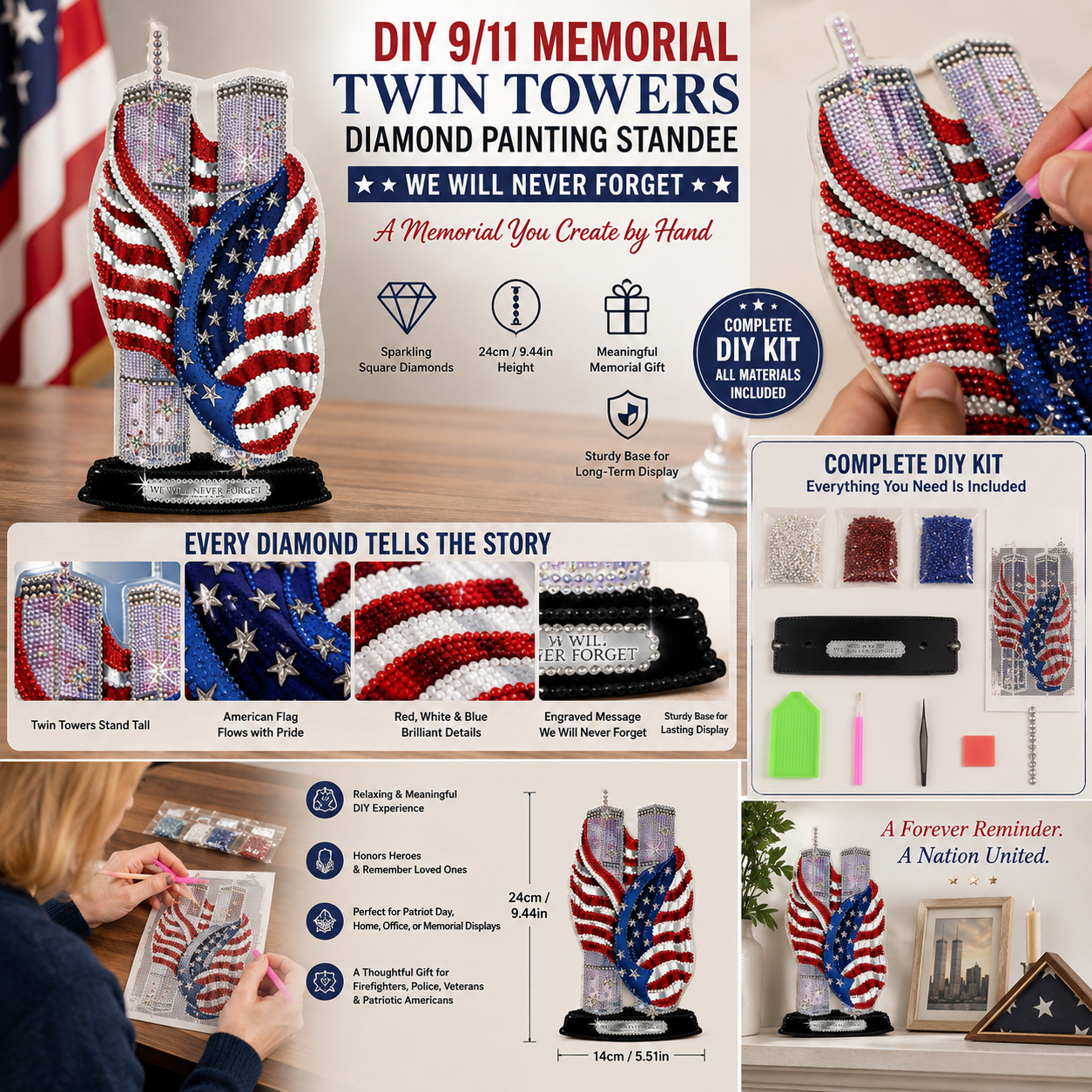 9/11 Memorial Twin Towers Diamond Painting Standee
