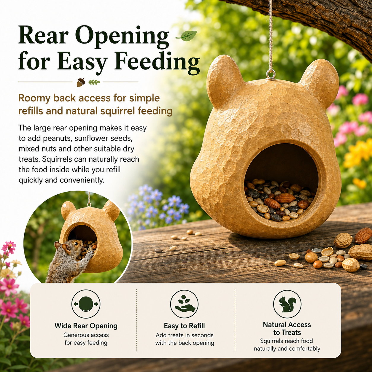 🐿️✨Funny Big-Head Squirrel Feeder – Turn Every Backyard Visit Into a Laugh🌿