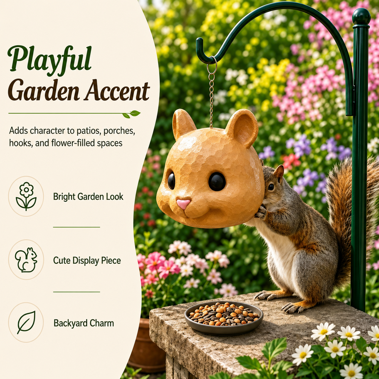 🐿️✨Funny Big-Head Squirrel Feeder – Turn Every Backyard Visit Into a Laugh🌿