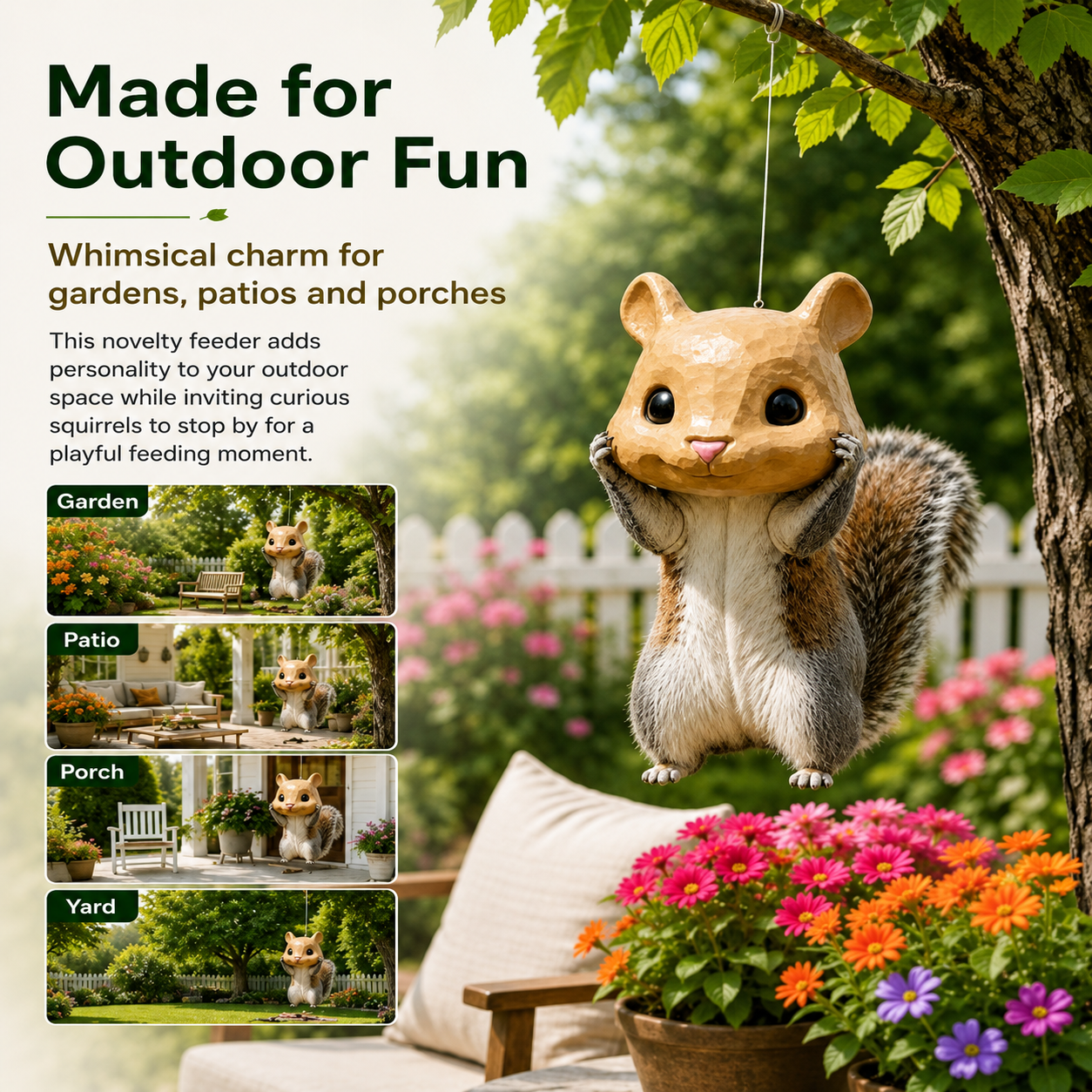 🐿️✨Funny Big-Head Squirrel Feeder – Turn Every Backyard Visit Into a Laugh🌿