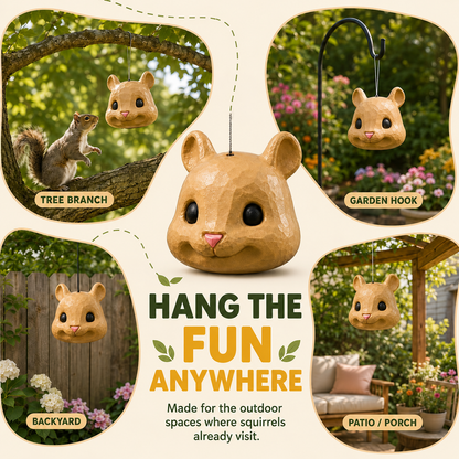 🐿️✨Funny Big-Head Squirrel Feeder – Turn Every Backyard Visit Into a Laugh🌿