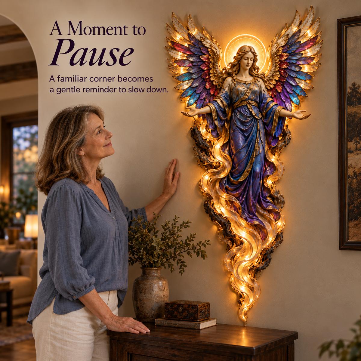 ✝️ Heavenly Radiance  Lighted Angel Wall Sculpture ✨