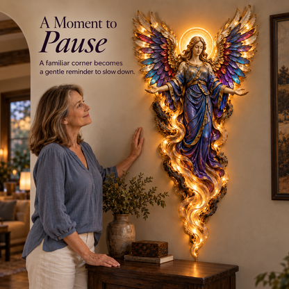 ✝️ Heavenly Radiance  Lighted Angel Wall Sculpture ✨