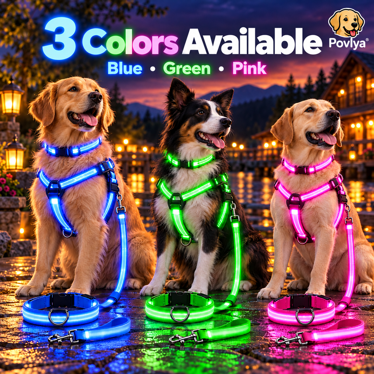 🐾 LED Light-Up Dog Harness & Leash Set 🌙 Keep Your Pup Visible After Dark!