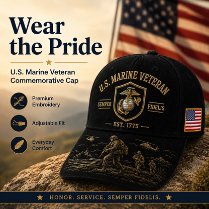 U.S. Marine Veteran Semper Fidelis Commemorative embroidered Cap 🎁 Free Honor Coin With Every Cap Purchase