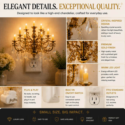 💎 Crystal Chandelier Plug-In Night Light – Instant Luxury Home Decor Outlet Lamp for Kitchen & Bedroom