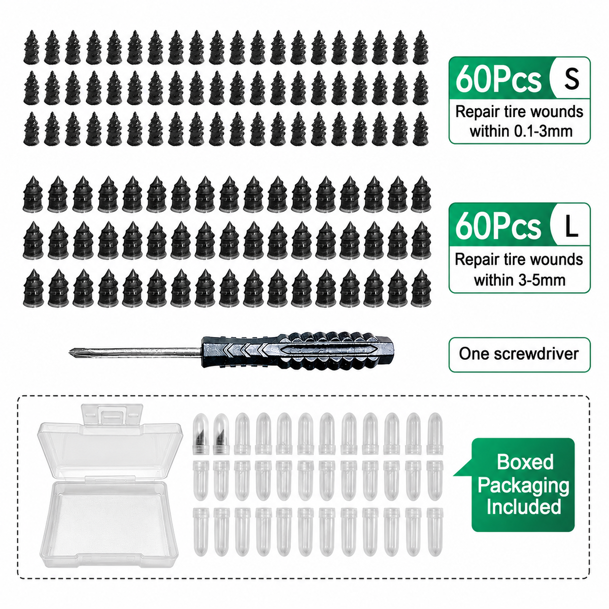 🔥 Last Day 50% OFF 🔥 60PCS Self-Sealing Tire Repair Rubber Nails Kit with 2 Sizes
