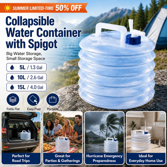☀️ Summer Limited 50% Off 💧 – Faucet Foldable Water Container | Ideal for Road Trips, Parties, Hurricane Prep & Home Daily Use