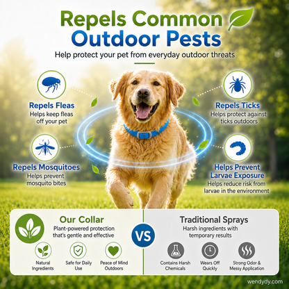 🐾 Natural Essential Oil Pet Pest Repellent Collar 🦟Safe Flea & Tick Protection for Dogs & Cats 💚