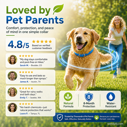 🐾 Natural Essential Oil Pet Pest Repellent Collar 🦟Safe Flea & Tick Protection for Dogs & Cats 💚