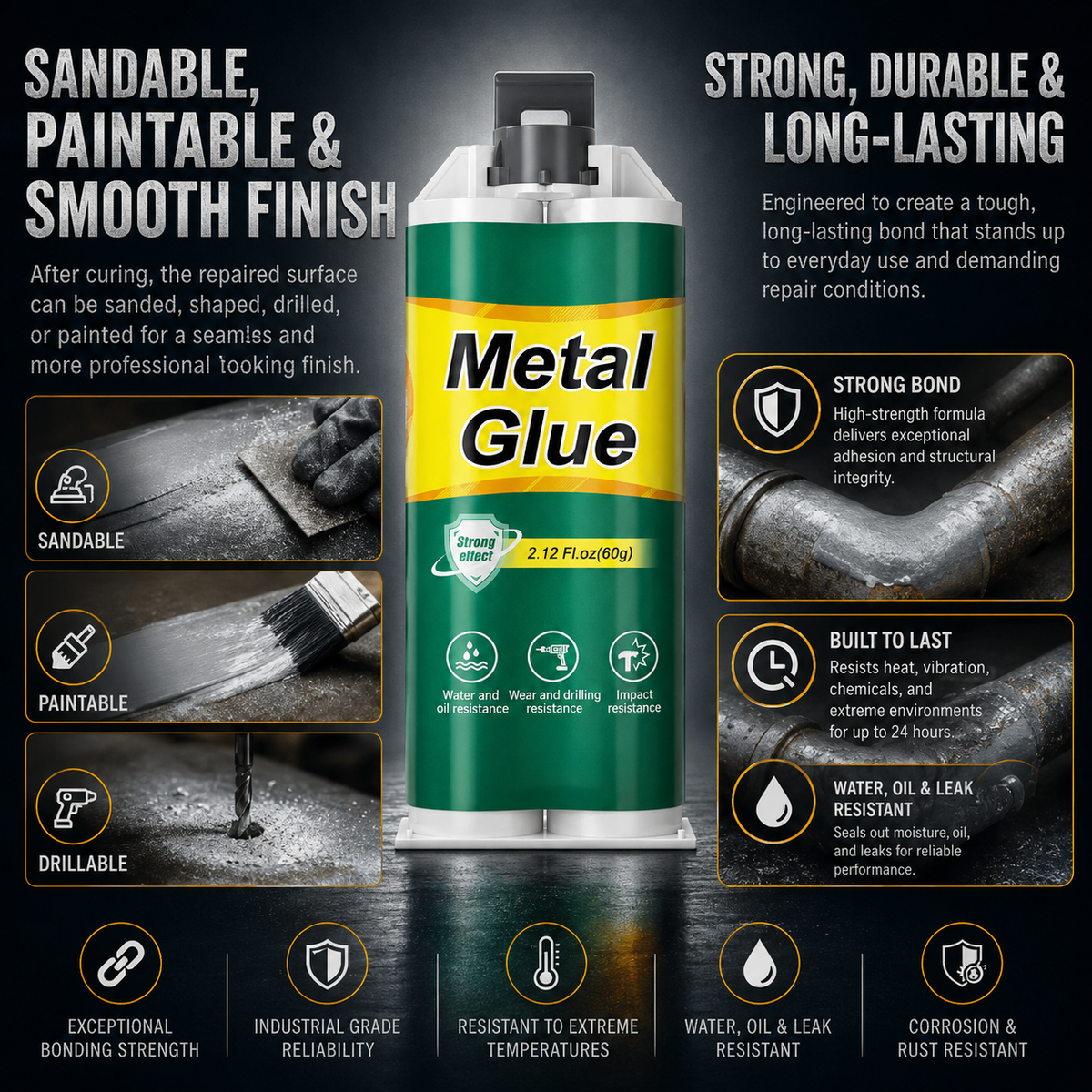Sandable drillable and paintable repair