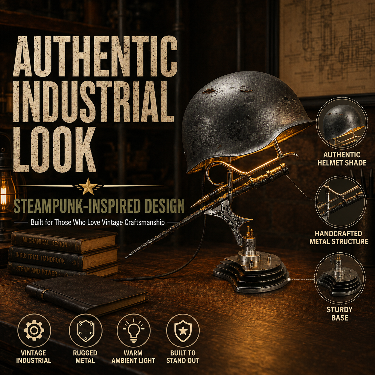 🏆Last Day Promo: 49% OFF 🪖‑War Relic Vintage Helmet Table Lamp‑ ✈️Buy 2 Free Shipping Today !