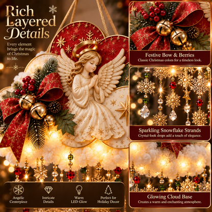 🪽✨ Angelic Christmas Snowfall Cloud – Lighted Hanging Holiday Decor☁️