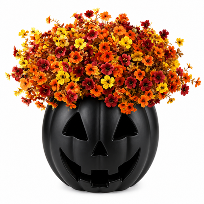 Colorful Fall Halloween Artificial Flowers – UV Resistant Faux Blooms 🍂
