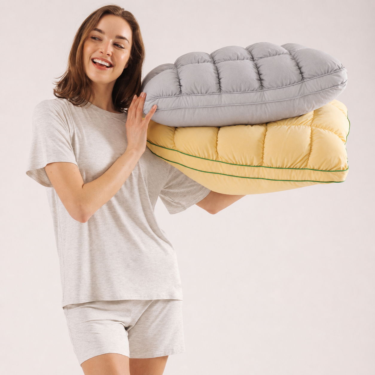 Free shipping//Pineapple Bread Grid Pillow | Dual Layer Fluffy Cooling Bed Pillow, Machine Washable Support Pillow for Side & Back Sleepers